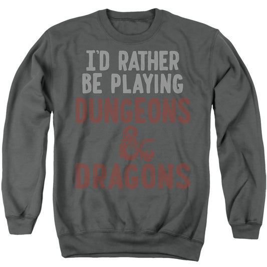 Dungeons And Dragons Rather Be Playing D&D Mens Crewneck Sweatshirt Charcoal
