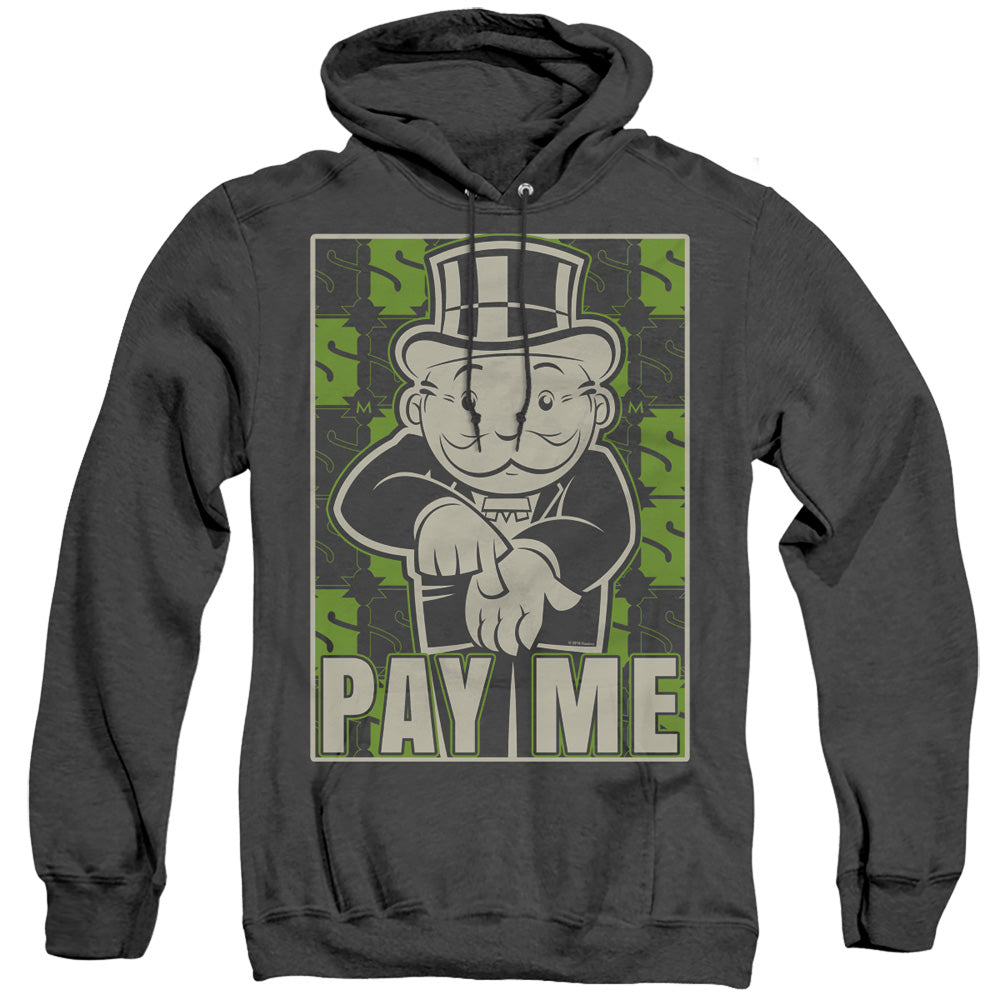 Monopoly Pay Me Heather Mens Hoodie Black