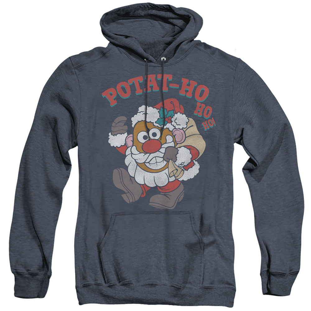 Mr Potato Head Ho Ho Ho Mens Heather Hoodie Navy Officially Licensed
