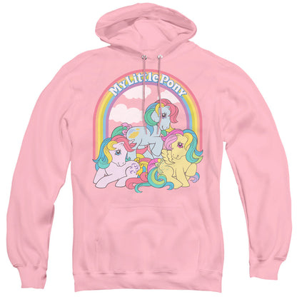 My Little Pony Retro Under The Rainbow Mens Hoodie Pink Officially Licensed