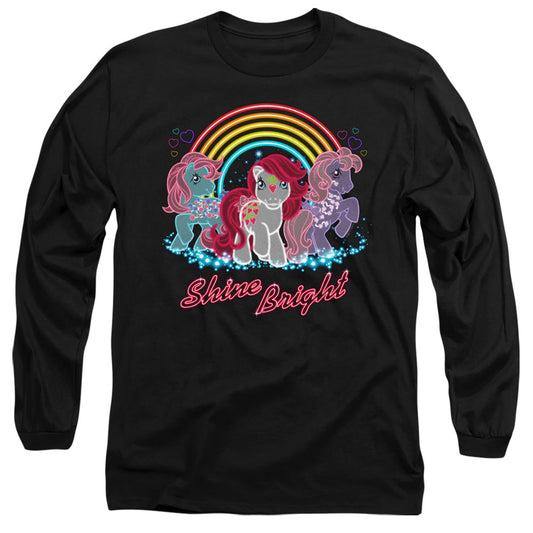 My Little Pony Retro Neon Ponies Mens Long Sleeve Shirt Black Officially Licensed