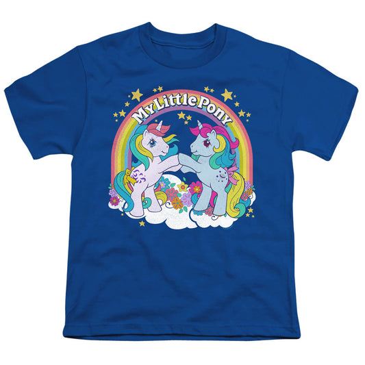 My Little Pony Retro Unicorn Fist Bump Kids Youth T Shirt Royal Blue Officially Licensed