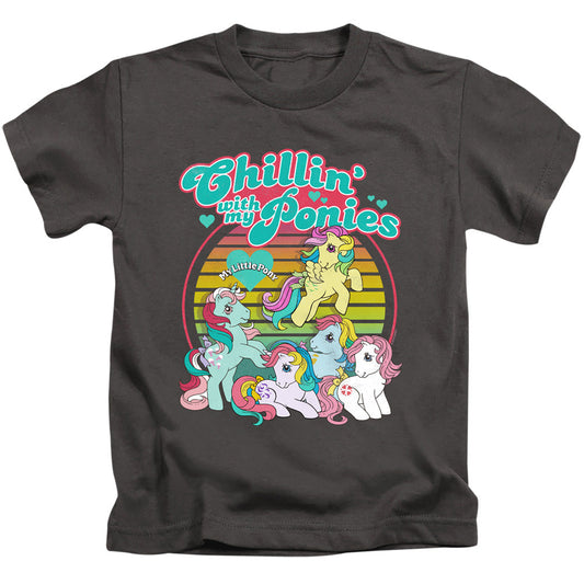 My Little Pony Retro Chillin With My Ponies Juvenile Kids Youth T Shirt Charcoal Officially Licensed