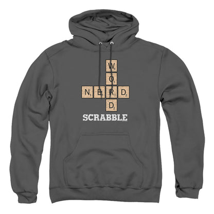 Scrabble Word Nerd Mens Hoodie Charcoal Officially Licensed
