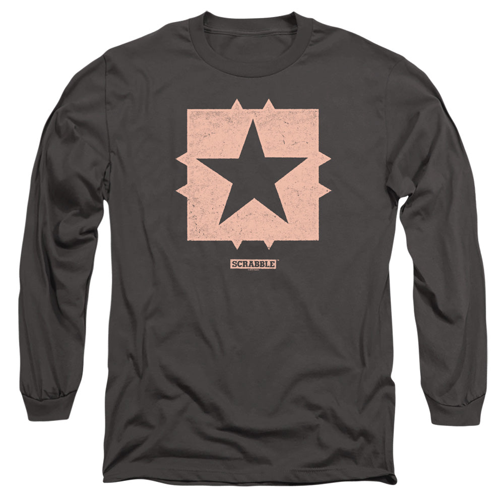 Scrabble Free Space Mens Long Sleeve Shirt Charcoal Officially Licensed