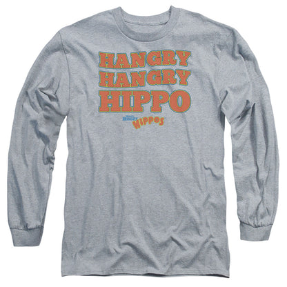Hungry Hungry Hippos Hangry Mens Long Sleeve Shirt Athletic Heather Officially Licensed