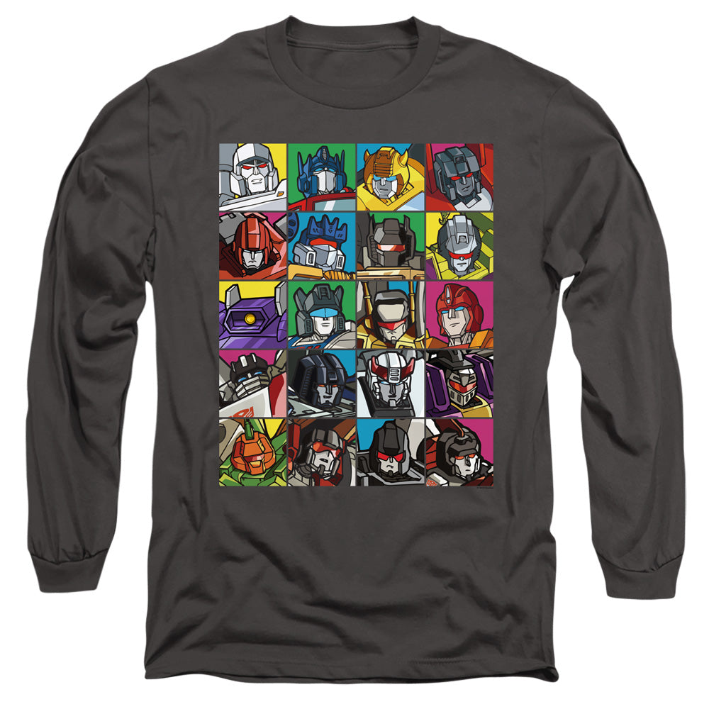Transformers Transformer Squares Mens Long Sleeve Shirt Charcoal Officially Licensed