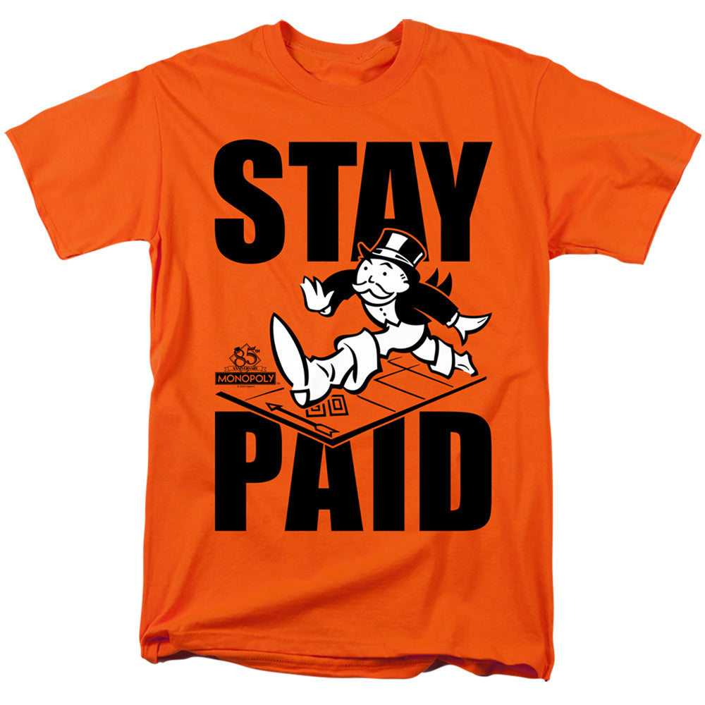 Monopoly Stay Paid Mens T Shirt Orange Officially Licensed