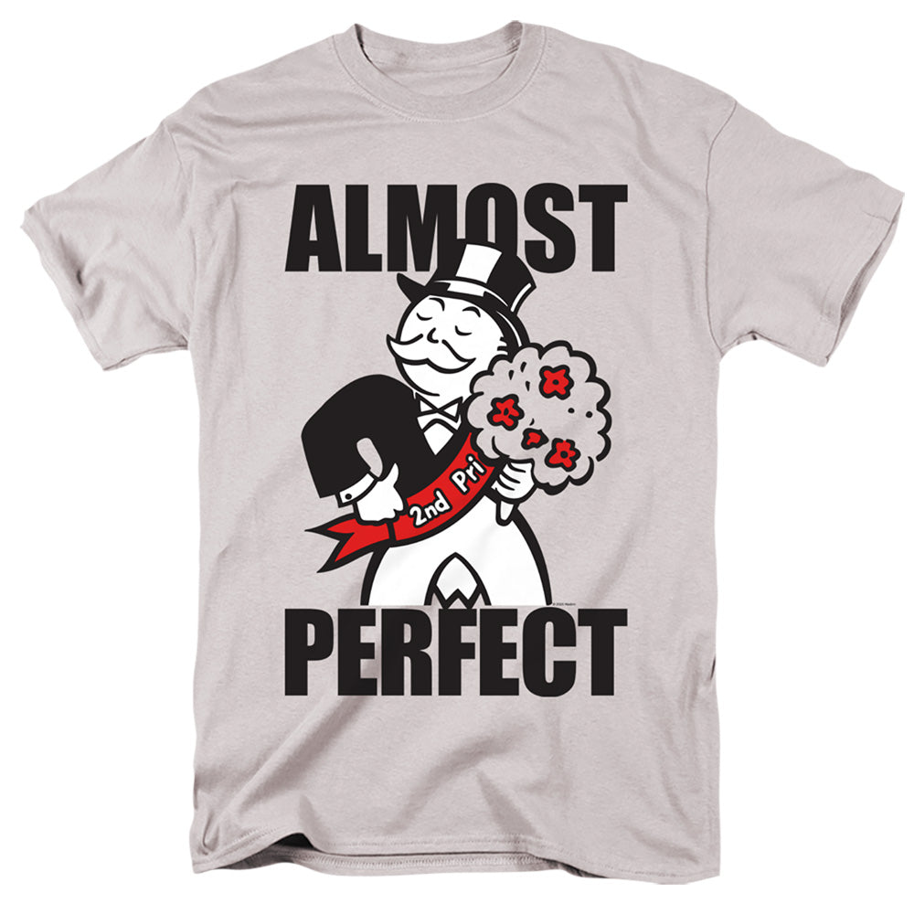 Monopoly Almost Perfect Evergreen Mens T Shirt Silver Officially Licensed