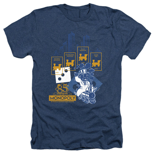 Monopoly the True Railroad Tycoon Heather Mens T Shirt Navy