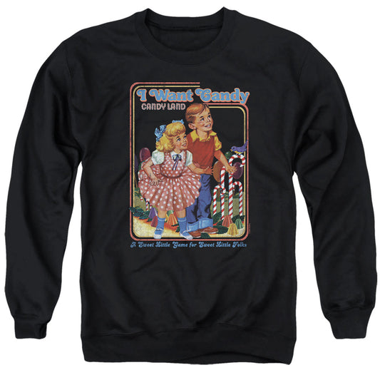Candy Land I Want Candy Mens Crewneck Sweatshirt Black Officially Licensed