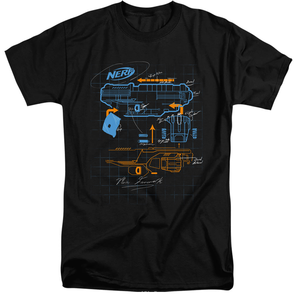Nerf Deconstructed Nerf Gun Mens Tall T Shirt Black Officially Licensed