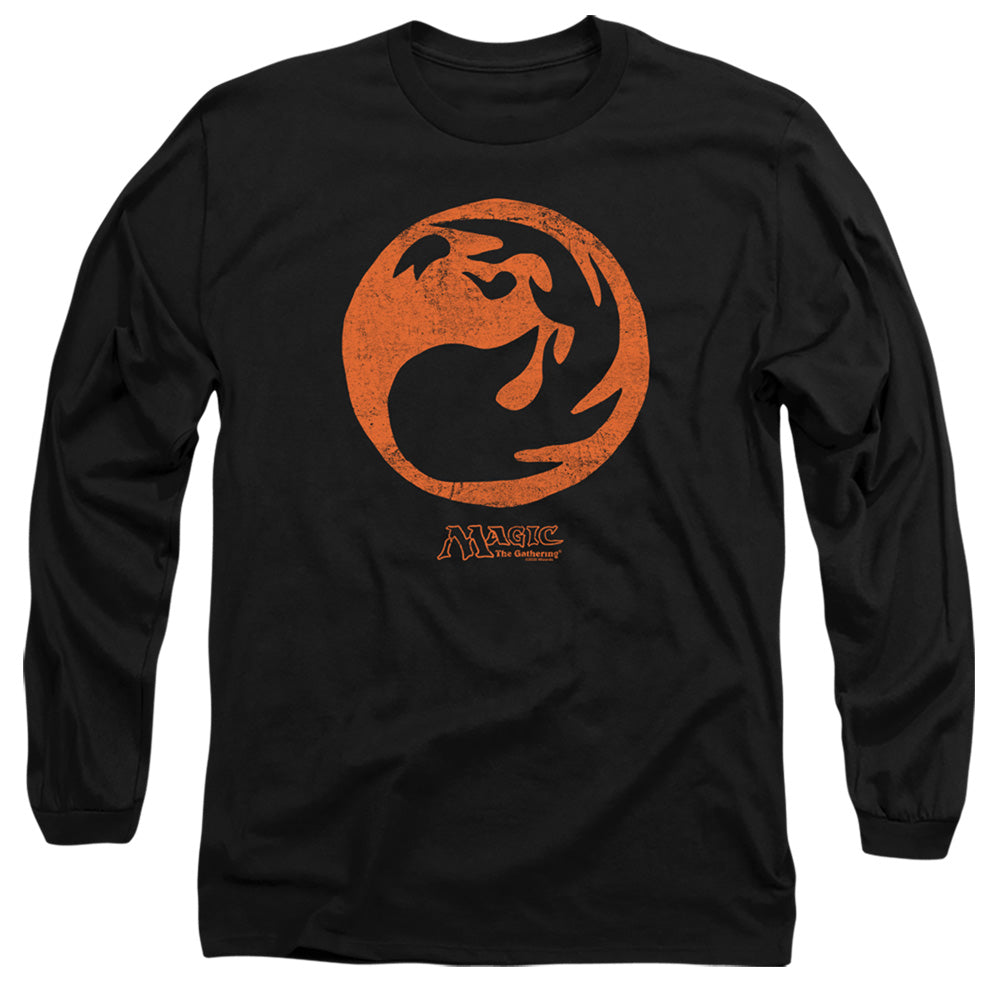 Magic The Gathering Red Symbol Mens Long Sleeve Shirt Black Officially Licensed