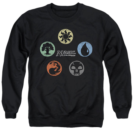 Magic The Gathering 5 Colors Mens Crewneck Sweatshirt Black Officially Licensed