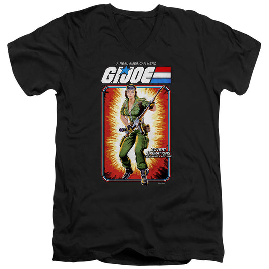 G.I. Joe Lady Jaye Card Mens Slim Fit V-Neck T Shirt Black Officially Licensed