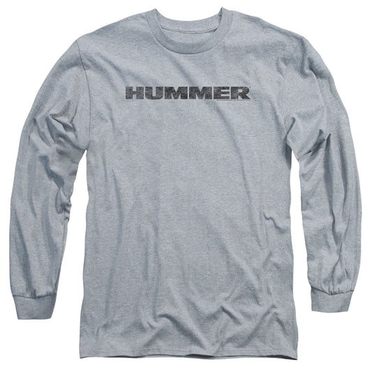 Hummer Distressed Hummer Logo Mens Long Sleeve Shirt Athletic Heather Officially Licensed