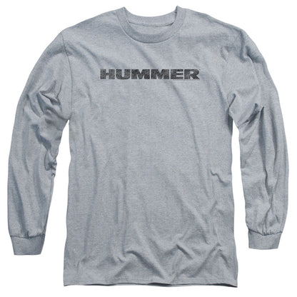 Hummer Distressed Hummer Logo Mens Long Sleeve Shirt Athletic Heather Officially Licensed