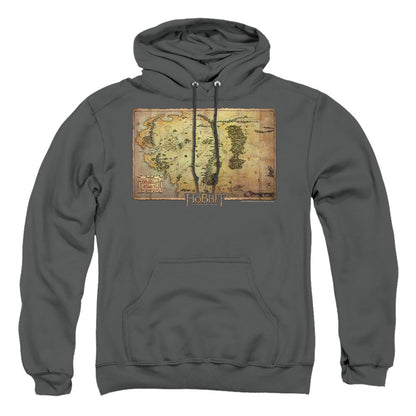 The Hobbit Middle Earth Map Mens Hoodie Charcoal Officially Licensed