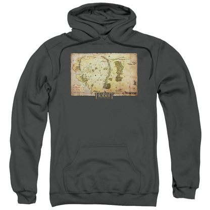 The Hobbit Middle Earth Map Mens Hoodie Charcoal Officially Licensed