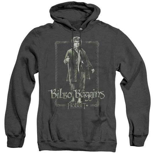 The Hobbit Bilbo Stare Mens Heather Hoodie Black Officially Licensed