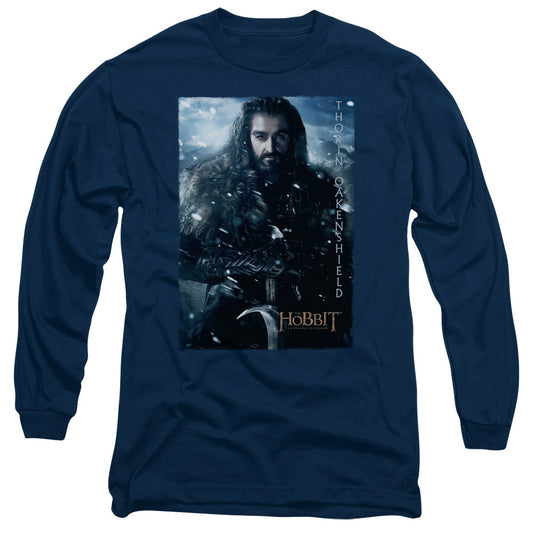 The Hobbit Thorin Poster Mens Long Sleeve Shirt Navy Officially Licensed