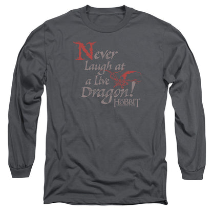 Hobbit Never Laugh Mens Long Sleeve Shirt Charcoal Officially Licensed