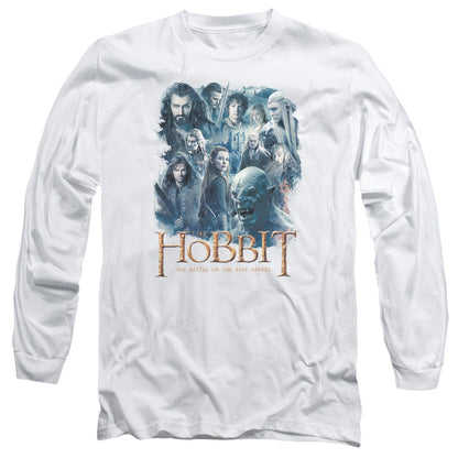 Hobbit Main Characters Mens Long Sleeve Shirt White Officially Licensed