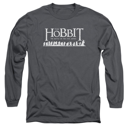 Hobbit Walking Logo Mens Long Sleeve Shirt Charcoal Officially Licensed