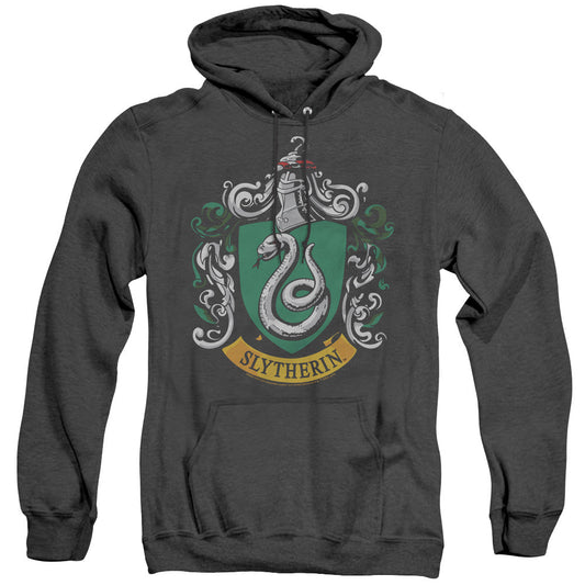 Harry Potter Slytherin Crest Mens Heather Hoodie Black Officially Licensed