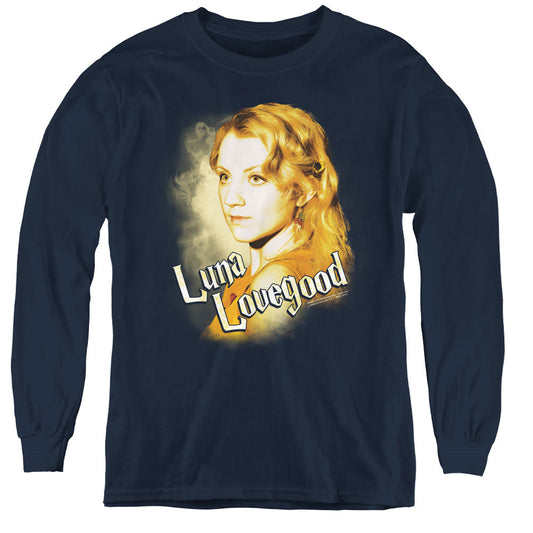 Harry Potter Luna Closeup Long Sleeve Kids Youth T Shirt Navy Blue Officially Licensed