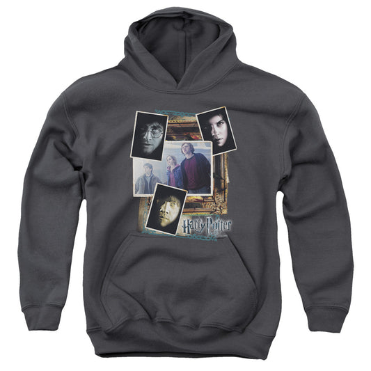 Harry Potter Trio Collage Kids Youth Hoodie Charcoal Officially Licensed