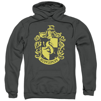 Harry Potter Hufflepuff Crest Mens Hoodie Charcoal Officially Licensed