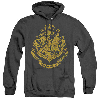 Harry Potter Hogwarts Crest Mens Heather Hoodie Black Officially Licensed