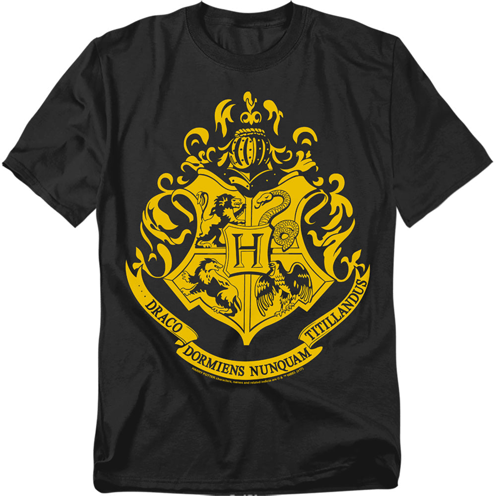 Harry Potter Hogwarts Crest Mens T Shirt Black Officially Licensed