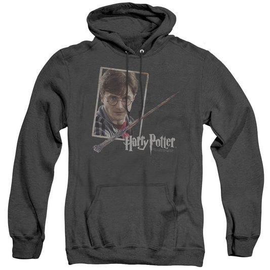 Harry Potter Harrys Wand Portrait Heather Mens Hoodie Black Officially Licensed