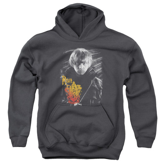 Harry Potter Ron Portrait Kids Youth Hoodie Charcoal Officially Licensed
