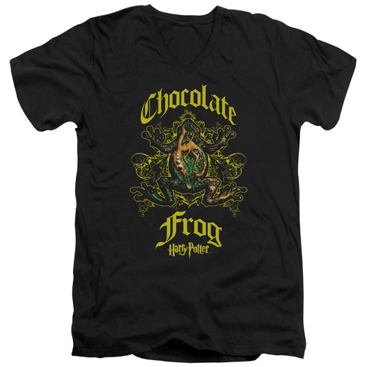 Harry Potter Chocolate Frog Mens Slim Fit V-Neck T Shirt Black Officially Licensed