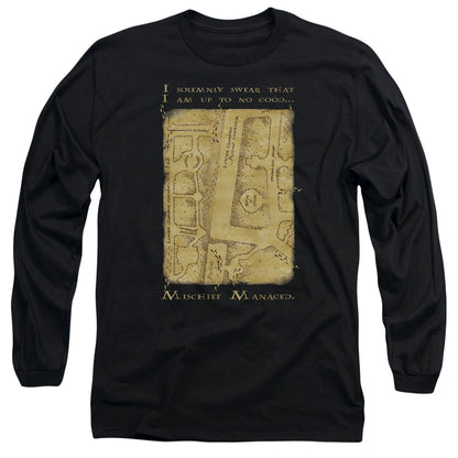 Harry Potter Marauders Map Interior Words Mens Long Sleeve Shirt Black Officially Licensed Officially Licensed