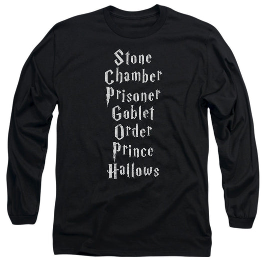 Harry Potter Titles Mens Long Sleeve Shirt Black Officially Licensed Officially Licensed