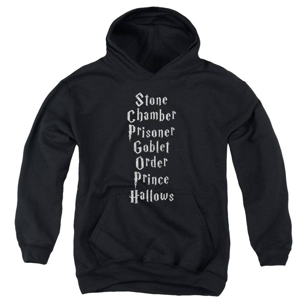Harry Potter Titles Kids Youth Hoodie Black Officially Licensed