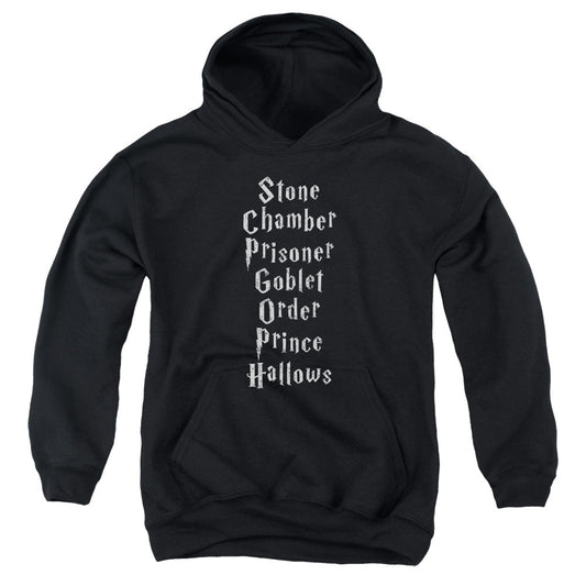 Harry Potter Titles Kids Youth Hoodie Black Officially Licensed