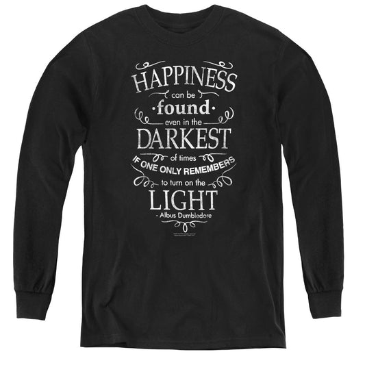 Harry Potter Happiness Long Sleeve Kids Youth T Shirt Black Officially Licensed