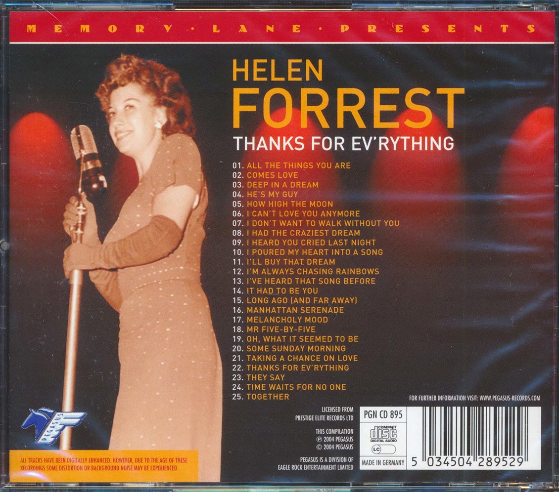 Helen Forrest - Thanks for Ev'rything [2004 Compilation] [New CD]