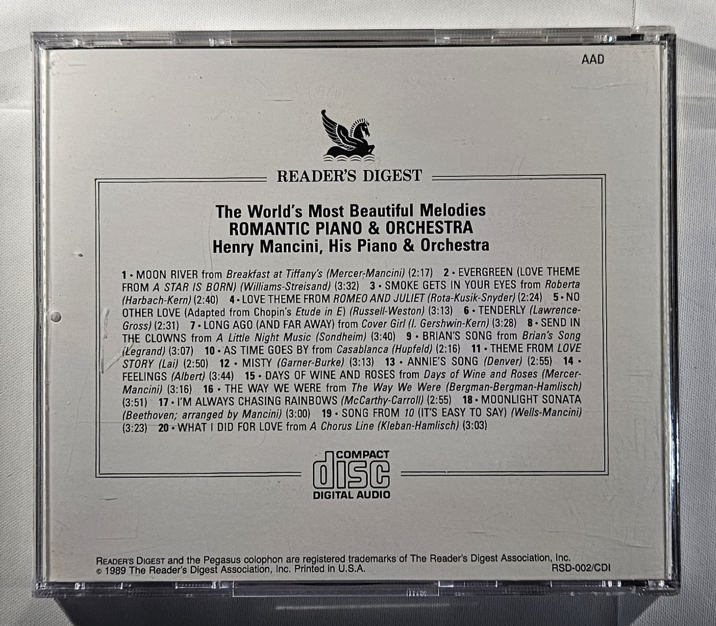 Henry Mancini His Piano & Orchestra - Romantic Piano & Orchestra [1989 Used CD]