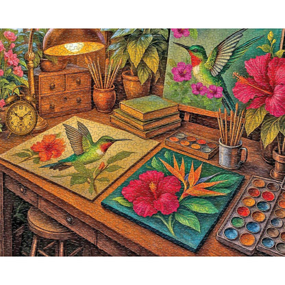 Hummingbirds & Hibiscus 1000 Piece Jigsaw Puzzle Springbok