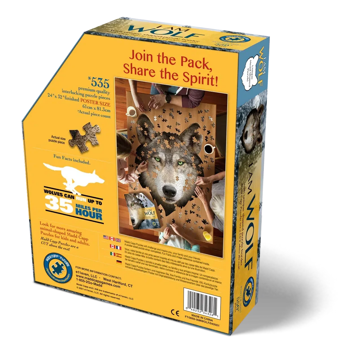 I Am Blue Wolf 550 Piece Head Shaped Jigsaw Puzzle Madd Capp
