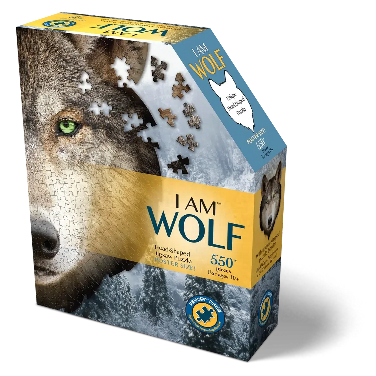 I Am Blue Wolf 550 Piece Head Shaped Jigsaw Puzzle Madd Capp
