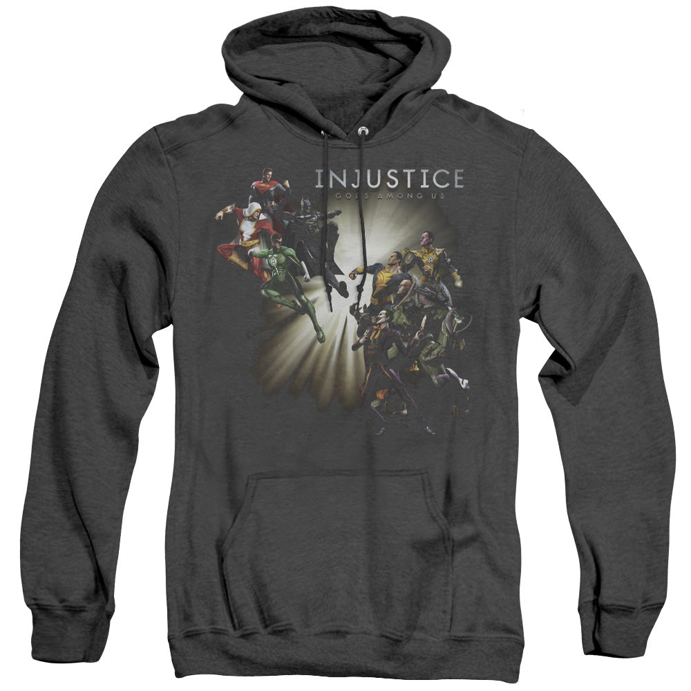 Injustice Gods Among Us Good Vs Evil Heather Mens Hoodie Black Officially Licensed