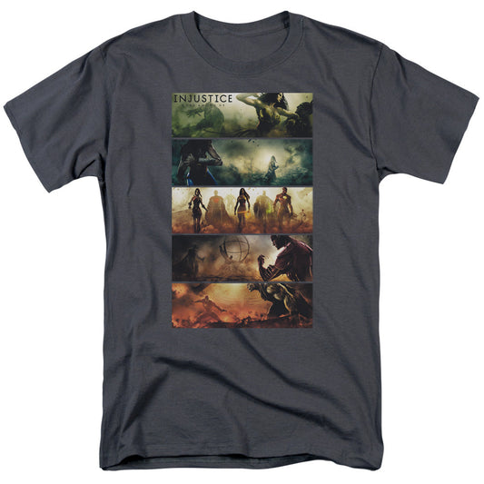 Injustice Gods Among Us Panels Mens T Shirt Charcoal Officially Licensed