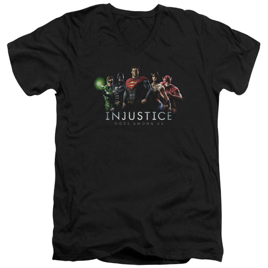 Injustice Gods Among Us Injustice League Mens Slim Fit V-Neck T Shirt Black